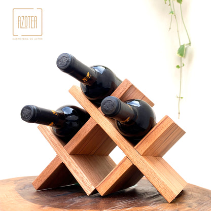 Vinera para 4 botellas de vino en madera